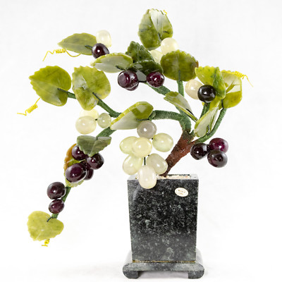 Vintage Chinese Carved Semi Precious Stone Grapes Bonsai Tree # 5942 | eBay