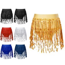 Kids Girls Briefs Bottoms Performance Skirts Sequin Dance Skirt Solid Color