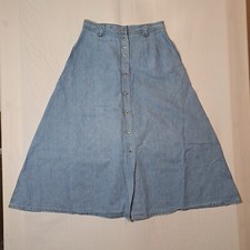 JG HOOK Women  s A-line Denim Button Up Skirt Size 12 Pockets Classic Cotton