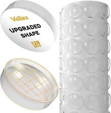 Vellax Premium Cabinet Door Bumpers – 128 Pcs Clear Self-Adhesive Pads 