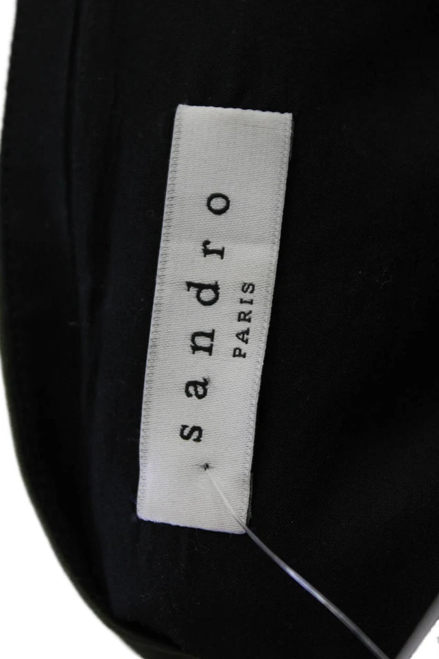 Pantalones Sandro para mujer con cremallera tiro alto pierna recta verde algodón talla FR 40 Foto 4 de 4