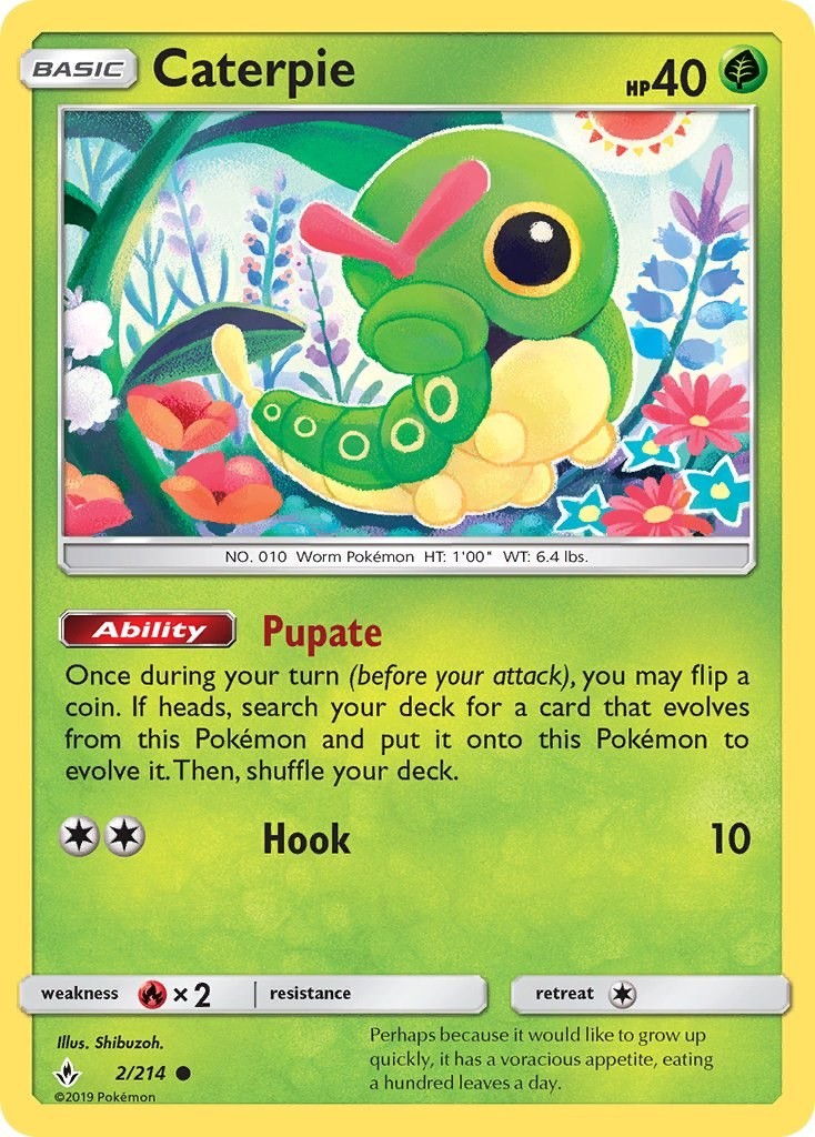 Caterpie (2/214) Common NM SM10 SM - Unbroken Bonds Pokemon TCG