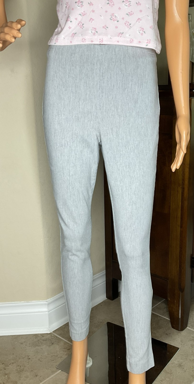 CALVIN KLEIN Women's Pull on Gray Skinny High Rise Stretch Pants Size M