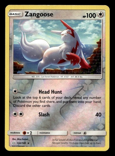 Zangoose 132/181 Rare Team Up Pokemon Reverse Holo MP/HP