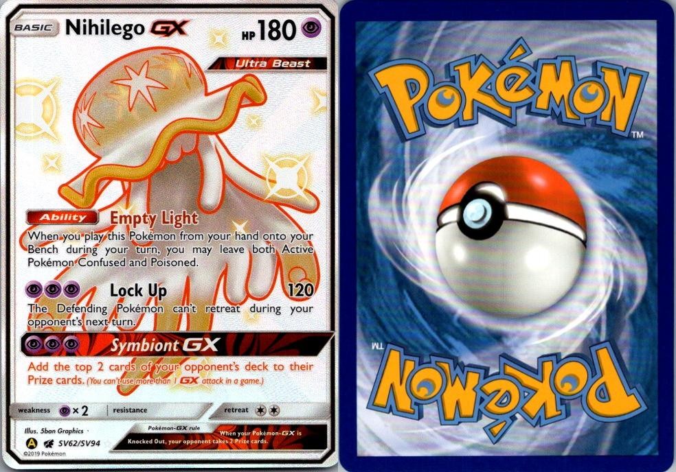 Nihilego GX SV62/SV94 Shiny GX Rare Hidden Fates Shiny Vault Pokemon Holo NM
