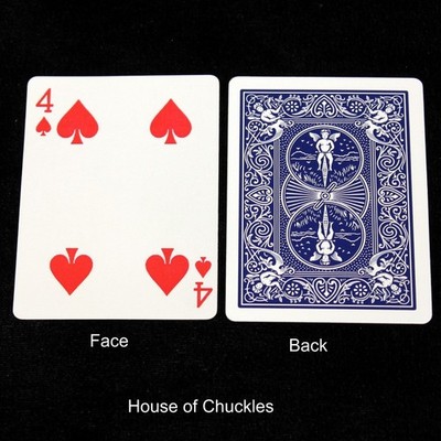 4 of Spades - Reverse Color, Bicycle Printed Gaff Card, Blue