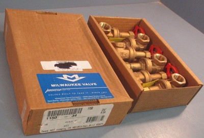 Milwaukee Valve 1150-34 Gate Valve 5JLZ0 3/4'' NPT 150SWP 300WOG Box of 6