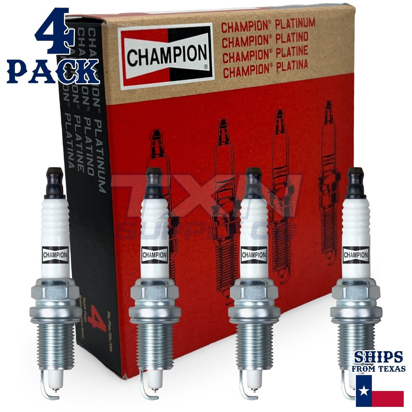 4 Pack Spark Plugs Champion Platinum Set 1995 CHEVROLET CAVALIER L4-2.3L