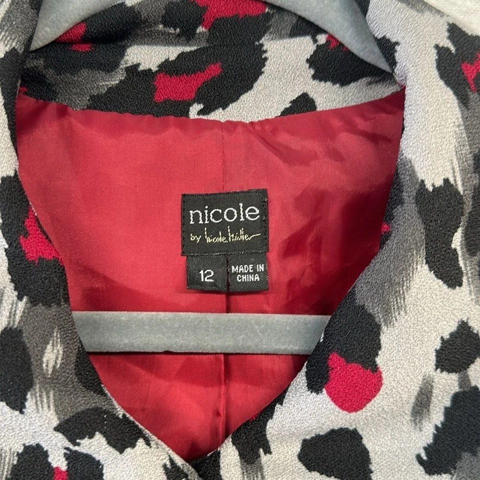 Gabardina NICOLE MILLER Abstracta Estampado Animal Abotonada De Colección Talla 12 Foto 2 de 4