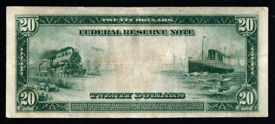 1914 $20 LARGE Size CLEVELAND, OHIO VF+ Federal Reserve Note! - Image 2 of 2