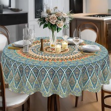 Bohemia Round Tablecloth,Tablecloth Waterproof and Wrinkle-Free, Boho Table