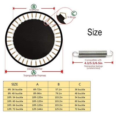 Ersatz Trampolinmatte Round 4.3 '' Spring Bounce Bed Jump Pad 6/8/10 / 12ft