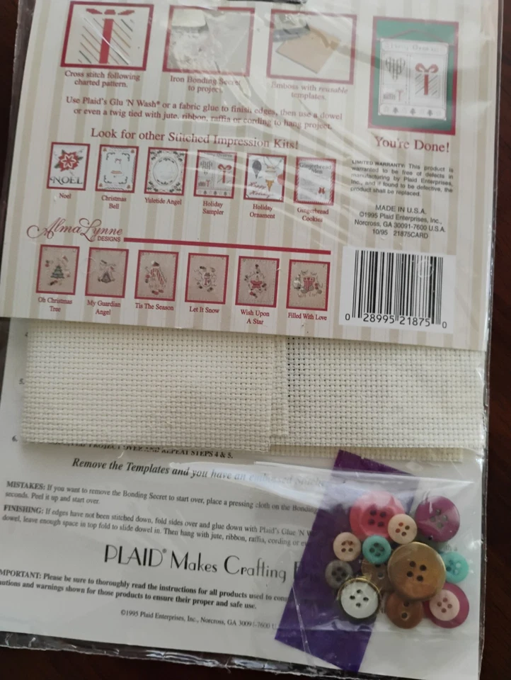 NIP Vintage 1995 Plaid May Your Stocking Counted Cross Stitch Kit - Image 2 of 2