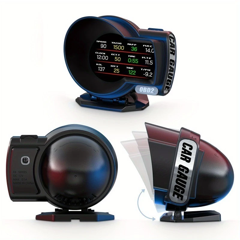 EF8 OBD2 LCD Gauge – Real-Time Speed/Water/Oil/Boost, Battery-Free Turbo Monitor Foto 3 de 4