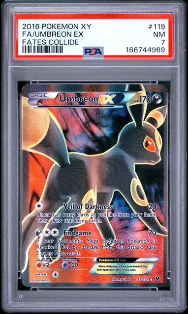 2016 POKEMON XY FATES COLLIDE #119 FULL ART/UMBREON EX PSA 7