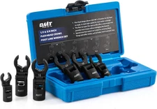 Orion Motor Tech Crows Foot Wrench Set, 6pc Flex 3/8" and 1/2" Drive, Black 