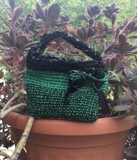 Borsa  borsetta mini bag uncinetto verde e nera