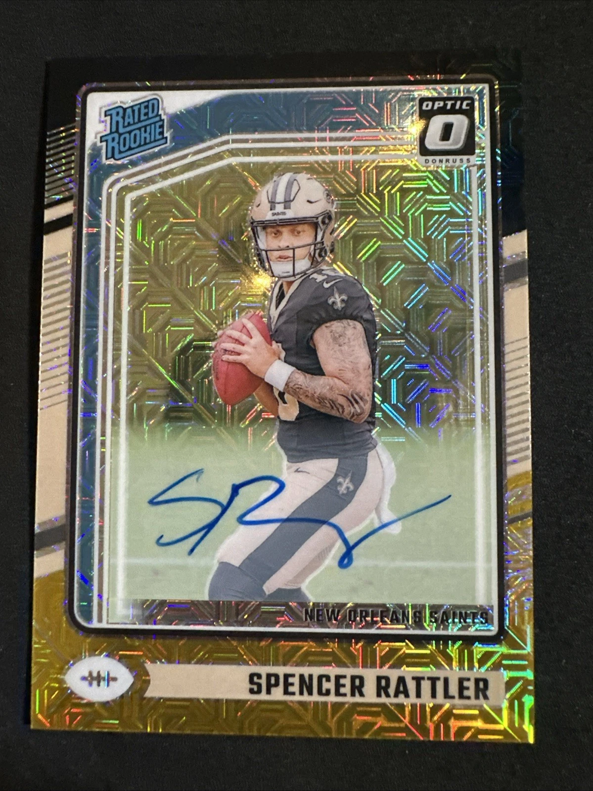 2024 Donruss Optic #289 Spencer Rattler Rated Rookie Black Gold Auto #'d /60 RC
