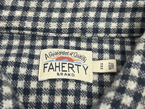 Faherty Men’s Plaid Stretch Flannel Shirt Size Medium Comfy Pockets Soft Blue - Picture 4 of 7