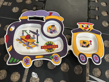 1994 Oneida Meal Time Railroad Train Child's 2-compartment Plate with Handle