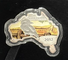 2012 1oz Australia Perth Mint KOOKABURRA Australian Map Shaped .999 Silver Coin