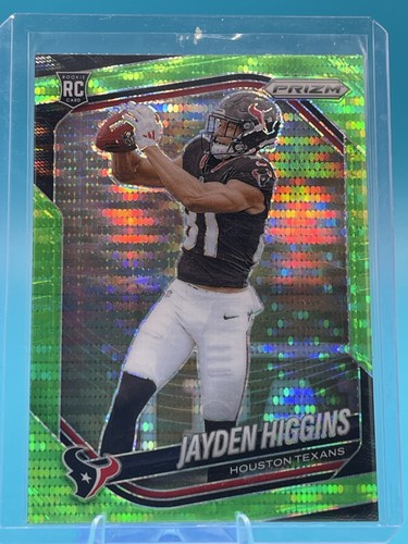 2025 Panini Prizm Jayden Higgins #376 Neon Green Pulsar RC Texans