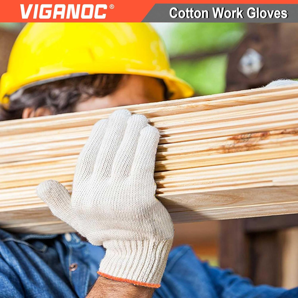 12 Pairs Cotton Work Gloves Knit Safety Protection Hand Working Gloves ...