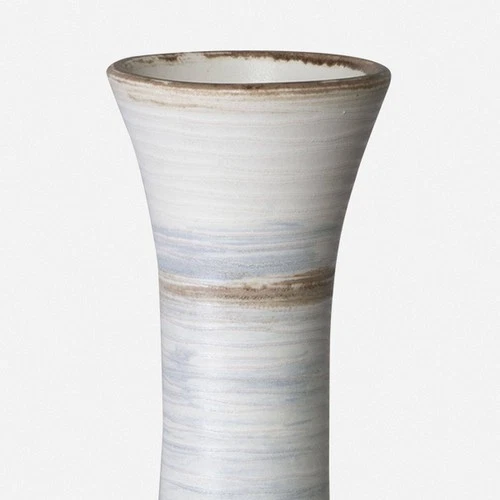 Uttermost Potter Striped Ivory Blue Ceramic Vases Set of 2 - Picture 5 of 5