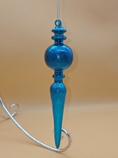 Christmas Blue Textured Like Glass 8" Finial Ornament
