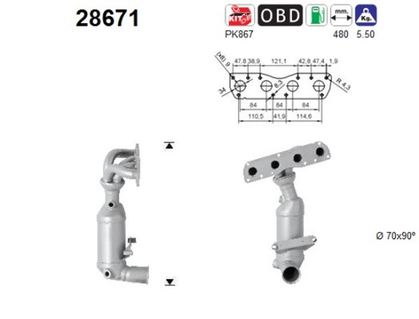 AS Katalysator 28671 FüR Peugeot 207 SW 308 1 CC 16V Vti CitroËN C4 Picasso C3-image