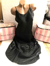 Victoria's Secret Satin Slip Gown Dress Midi Black Size Large NWT