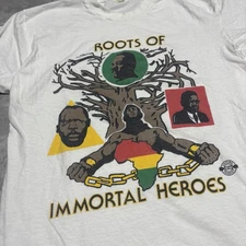 Vintage Black History Shirt Adult XL White Screen Stars Malcom X Martin Luther *