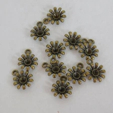 Lot of 10 Bronze Tone Ten Petal Flower Charms Jewelry Making Scrapbooking Craft