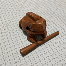 Carved Wood 5" long Frog-shape Percussion Instrument Often Included Guiro Family