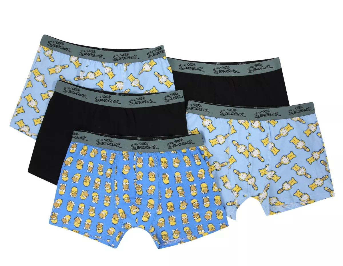 PAQUETE DE 5 BOXERS PARA HOMBRE LOS SIMPSONS BOXER BAÚLES HOMER M-XXXL  ELÁSTICOS ALGODÓN NUEVO