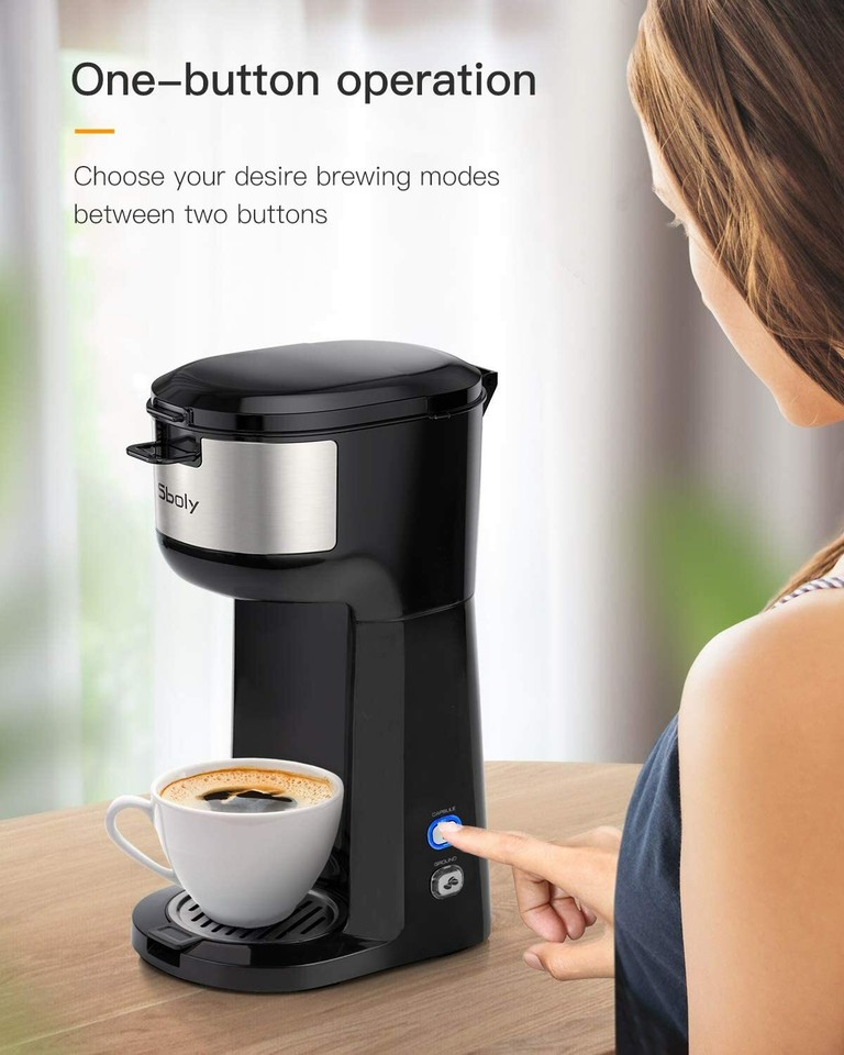 Sboly Single Serve Coffee Maker KCup Pod & Ground Coffee Machines Self