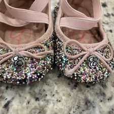Jessica Simpson Dasa Pink With Multicolor Glitter Size 1 Crib Shoes Preowned