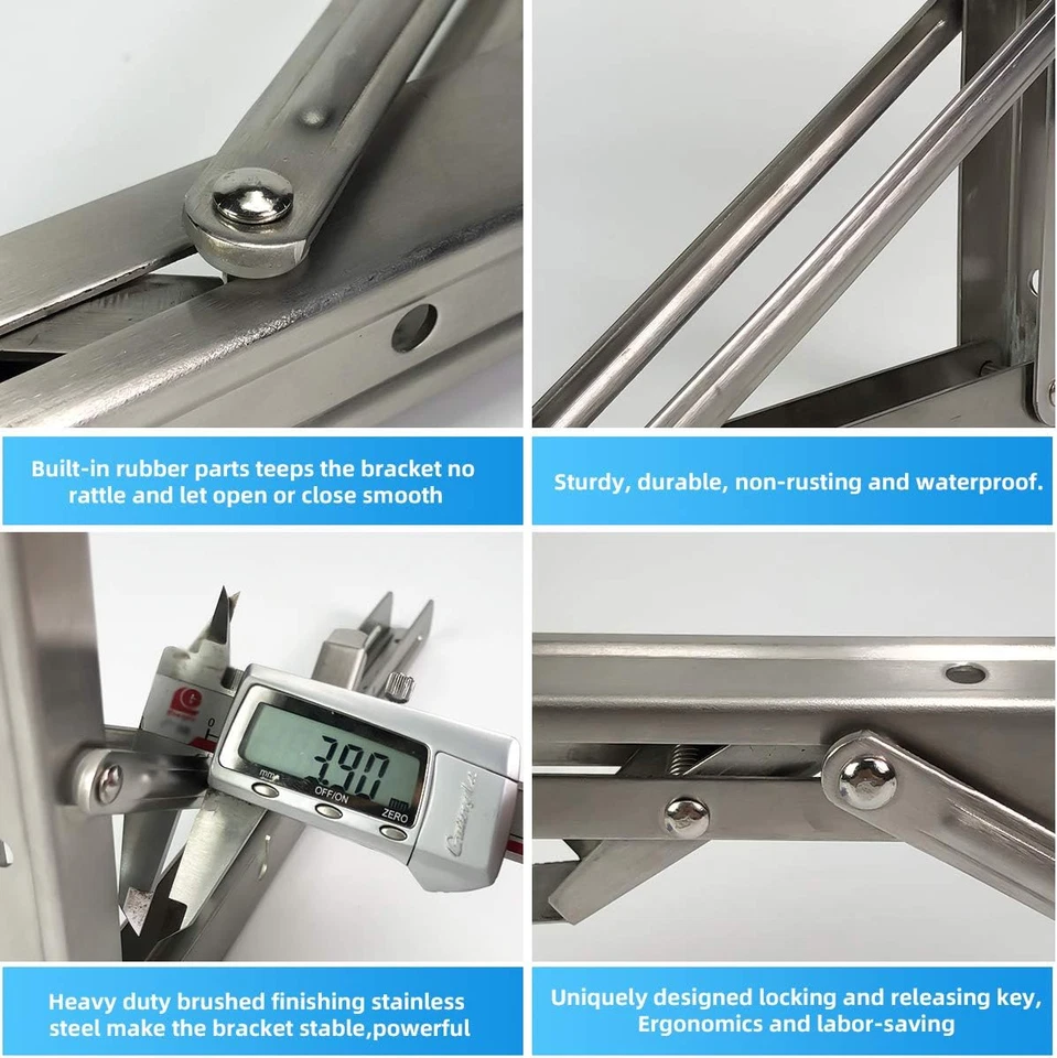 Soportes de estante plegables de 16 pulgadas, soporte L montado en la pared de alta resistencia - paquete de 6 Foto 3 de 4