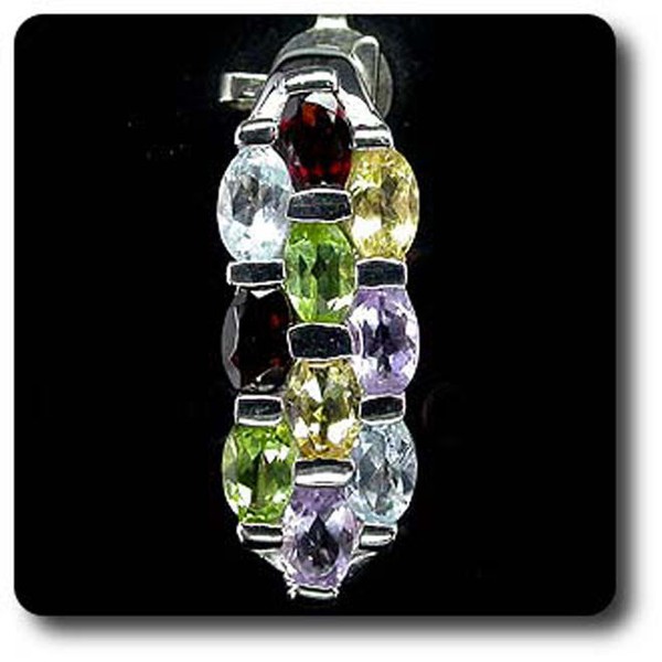 Amethyst AnhäNger Granat Peridot Citrin Topas Silber 925 + Beschichtet WeißGold-image