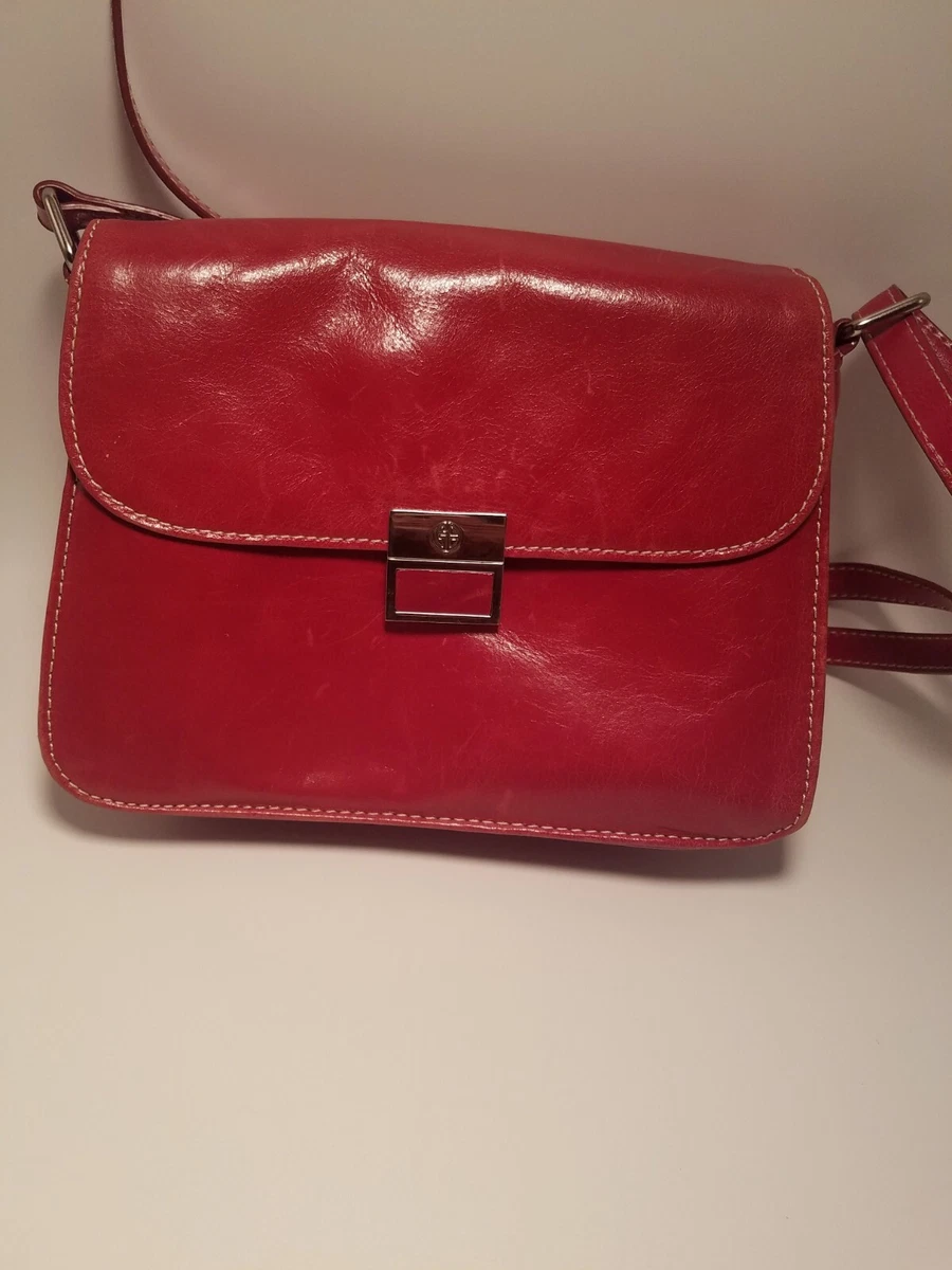 Vintage Giani Bernini Genuine Red Wine Leather Handbag Shoulder Crossbody