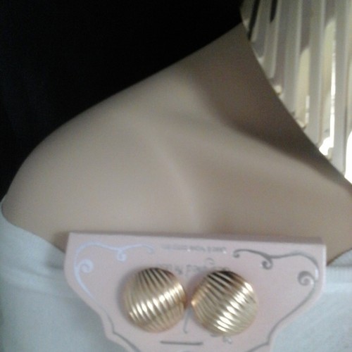 Massive Chunky Goldtone Ribbed Armor Statement Choker Necklace Set - Picture 4 of 6