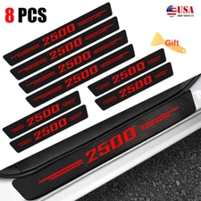 8x for Dodge Ram 2500 Carbon Fiber RED Car Door Sill Cover Scratch Guard Pad Set