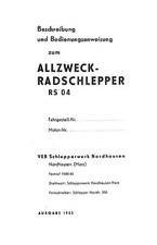 301770 Bedienung RS 04 30, RS 04/30 RS04 IFA Nordhausen Schlepperwerk DDR