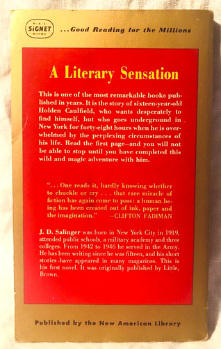 J D Salinger, The Catcher in the Rye - Paperback edition 1961 Signet - Imagen 2 de 7