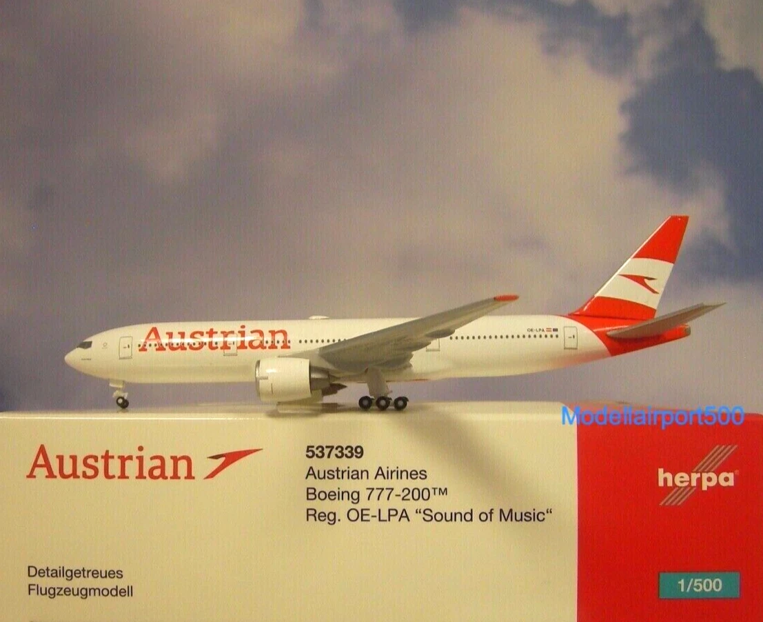 Herpa vliegtuig model Austrian Airlines Boeing 777-200 - OE-LPA