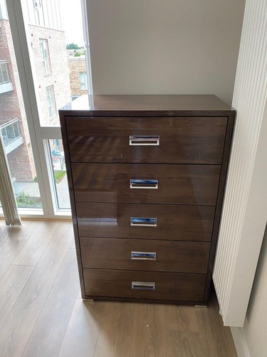 Bella Italian Luxury High Gloss Rovere Oak Bedroom Set With 4 Door Wardrobe - Picture 11 of 13