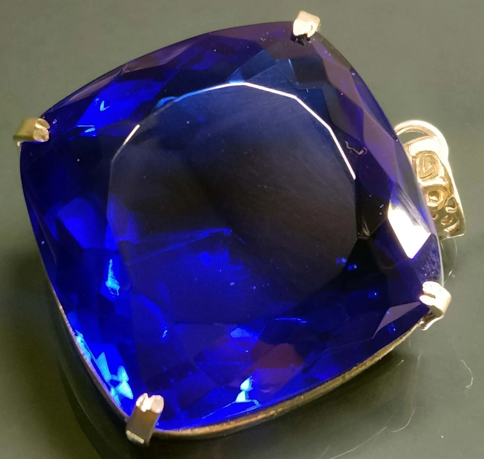 Colgante Topacio Azul Corte Cojín 128.15 Ct Certificado Piedras Preciosas Sueltas Naturales PD040 Foto 3 de 4