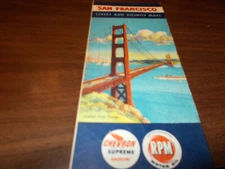 1951 Chevron San Francisco Vintage Road Map / Nice Cover Art/ Golden Gate Bridge