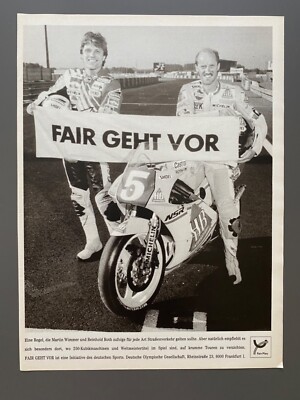 Fair geht vor Martin Wimmer Reinhold Roth Honda 1989 Vintage Ad Werbung Reklame