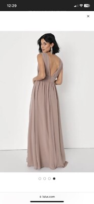 Lulus Heavenly Hues Taupe Maxi Dress Size Large (10-12)